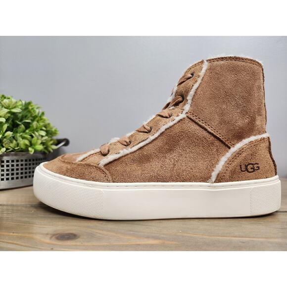 UGG Women's Nuray High Top Sneakers SIZE 7.5 Chestnut Suede Brown - Picture 3 of 9